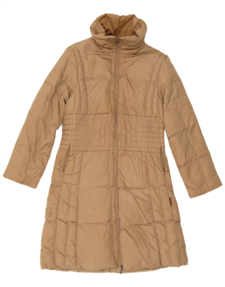 Moncler Женское стеганое пальто, размер 2, средний бежевый из полиамида