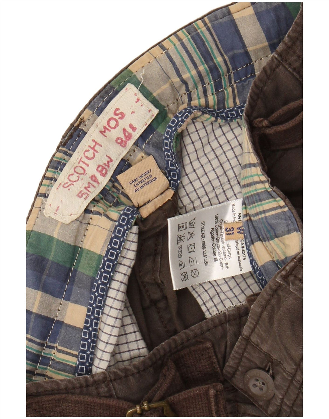 Мужские шорты карго Scotch & Soda W31, хлопковые, среднего коричневого цвета