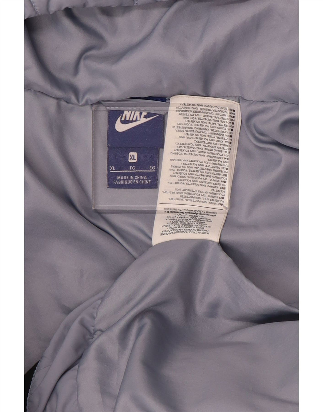 Женская стеганая куртка с капюшоном с графическим рисунком NIKE UK 18 XL, синяя, полиэстер