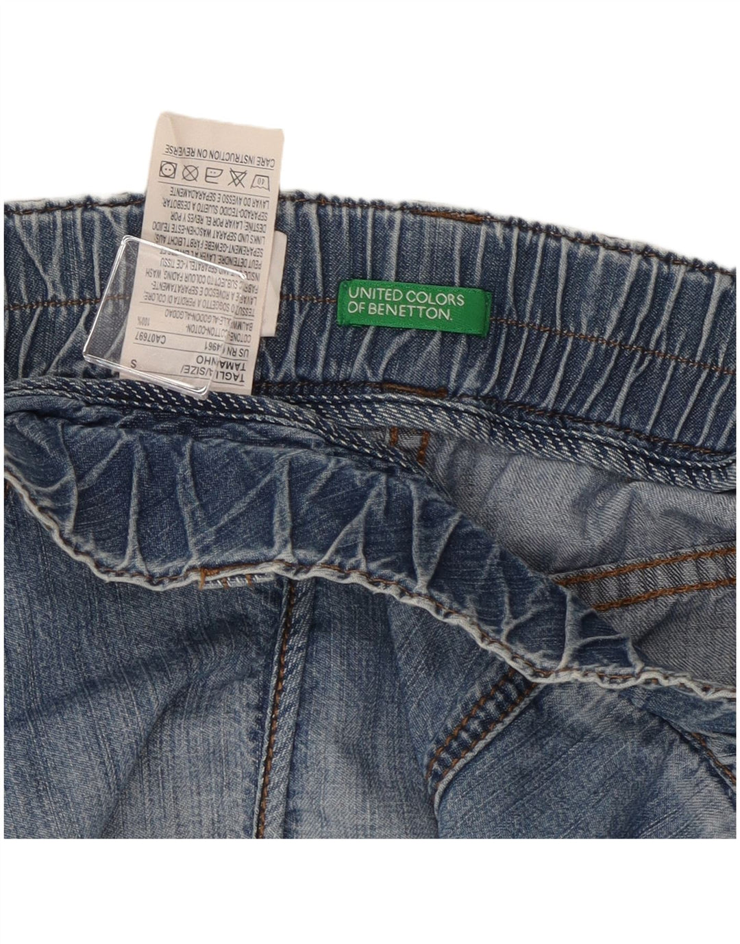 Женская джинсовая юбка Benetton, маленькая W34, синяя, хлопок