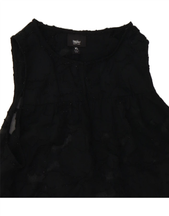 MOSSIMO Womens Lace Sleeveless See Through Top UK 18 XL Black Vintage Mossimo and Second-Hand Mossimo from Messina Hembry 