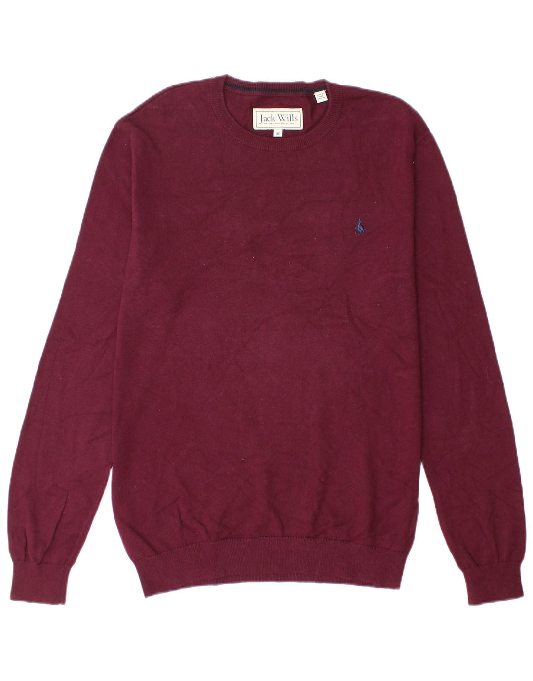 Мужской джемпер с круглым вырезом Jack Wills, средний бордовый хлопковый свитер