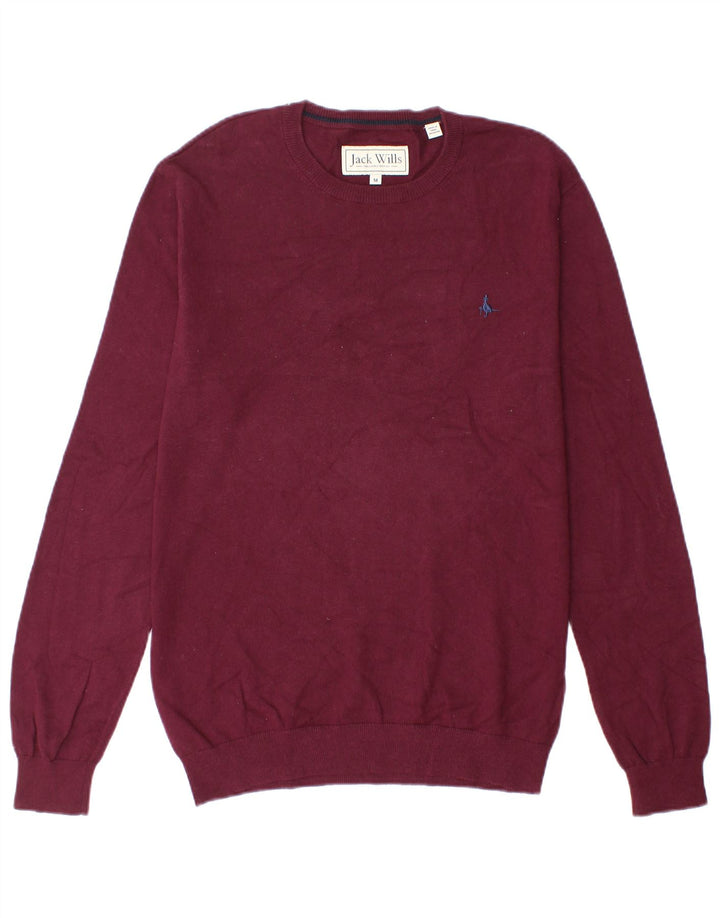 Мужской джемпер с круглым вырезом Jack Wills, средний бордовый хлопковый свитер