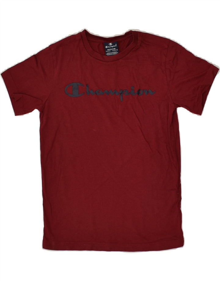 CHAMPION Boys Graphic T-Shirt Top 9-10 Years Medium Burgundy Cotton | Vintage Champion | Thrift | Second-Hand Champion | Used Clothing | Messina Hembry 