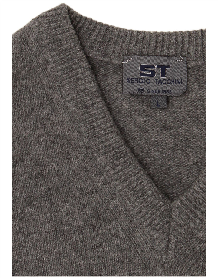 Мужской джемпер с v-образным вырезом SERGIO TACCHINI, большой серый