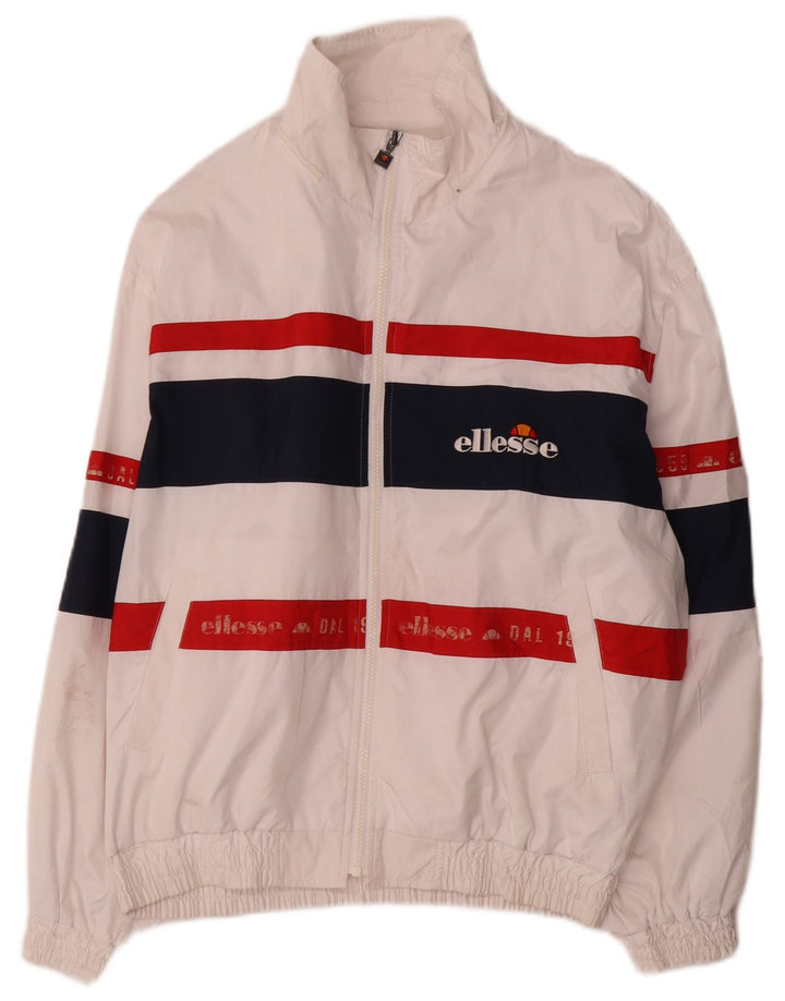 Мужская спортивная куртка Ellesse с графическим рисунком, большая белая с цветными блоками