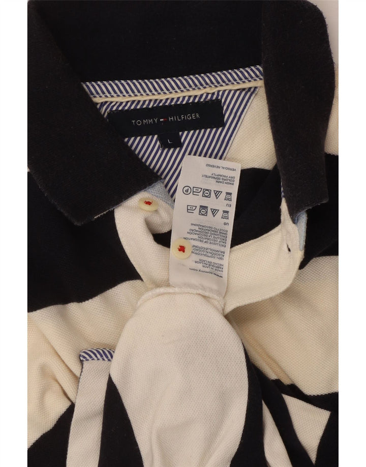 Мужская рубашка-поло TOMMY HILFIGER в черную полоску, большой размер, хлопок