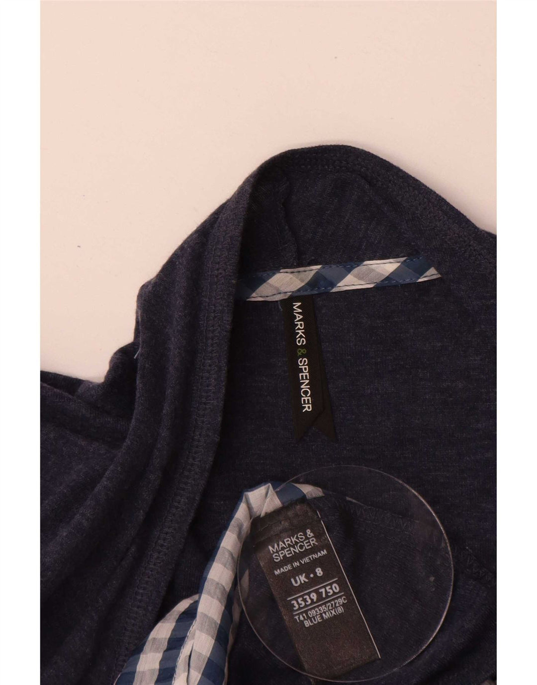 Женская блузка с длинным рукавом Marks & Spencer, Великобритания, 8, маленькая, темно-синяя, в клетку