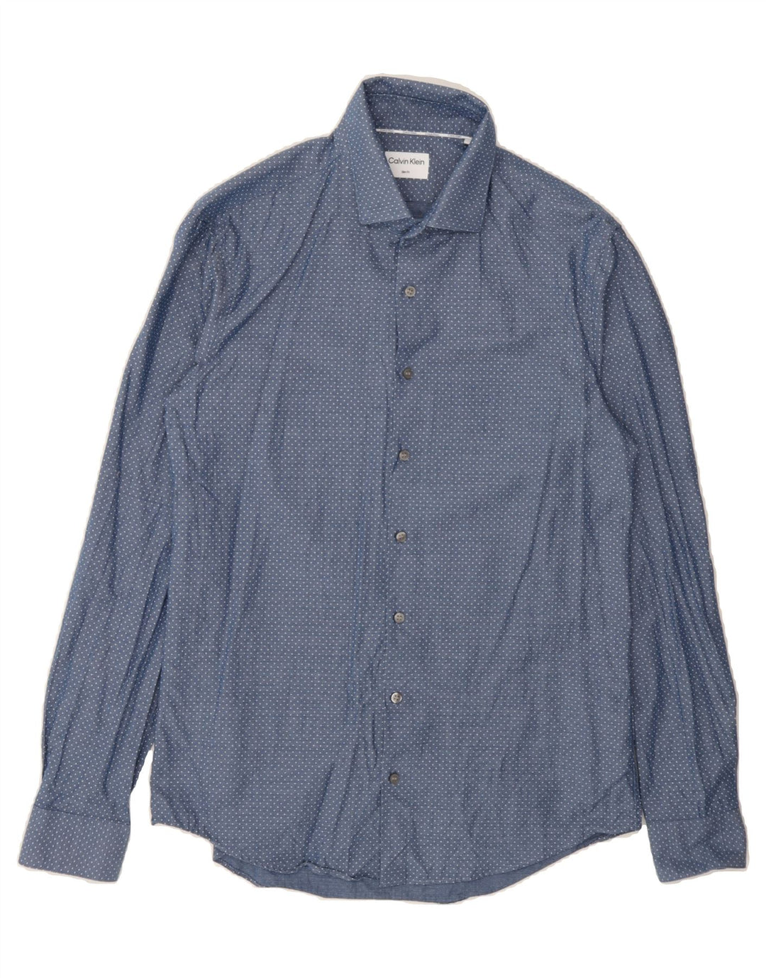 CALVIN KLEIN Mens Slim Fit Shirt Size 39 Medium Blue Spotted Cotton Vintage Calvin Klein and Second-Hand Calvin Klein from Messina Hembry 