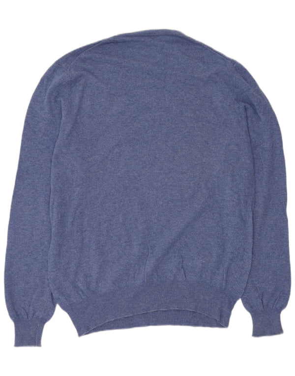 Мужской джемпер с круглым вырезом BENETTON XL, синий, шерсть