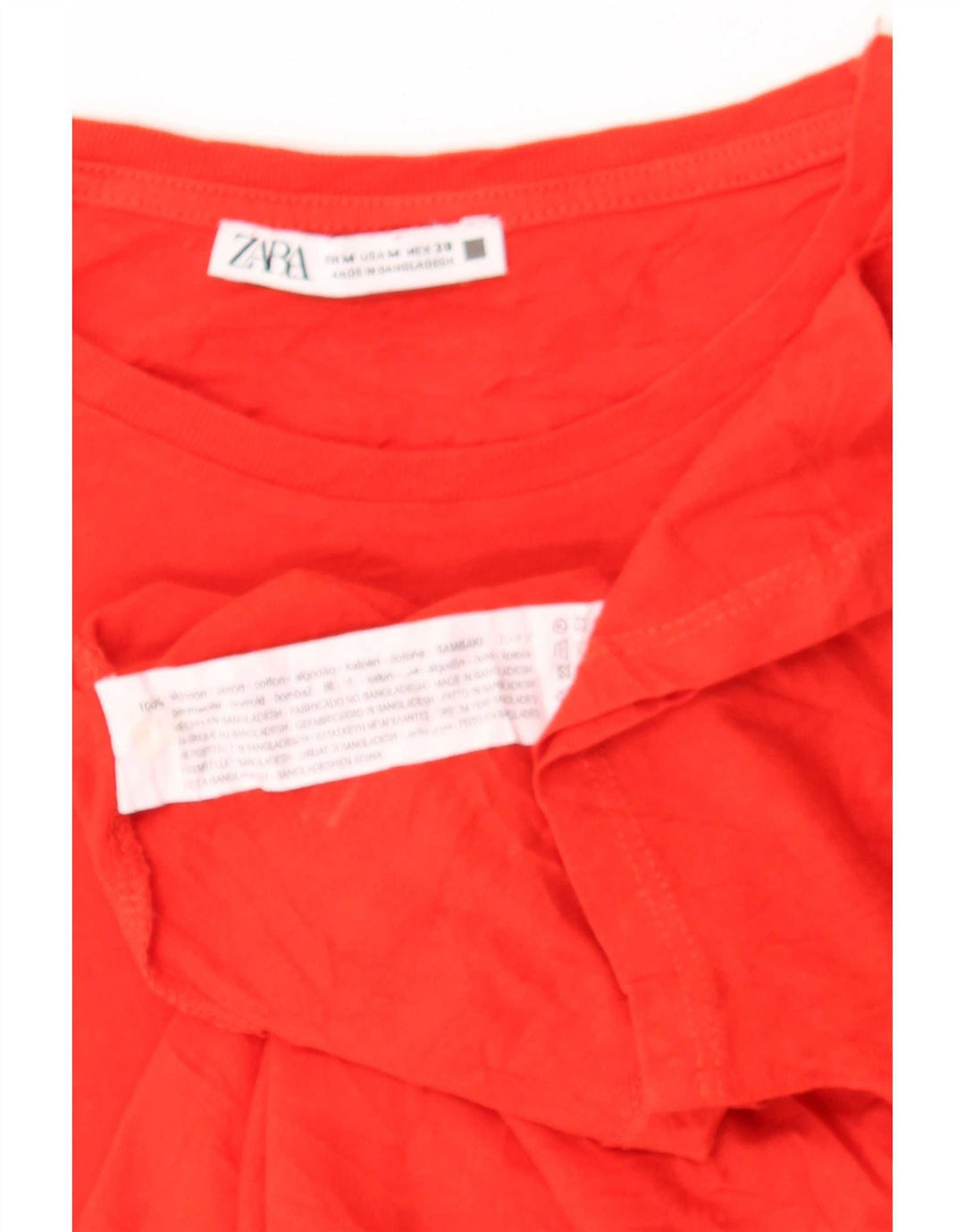 Женская футболка Zara Top UK 14, средний красный хлопок, красный