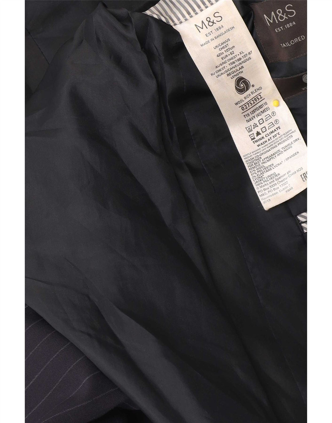 Мужской пиджак Marks & Spencer IT 42 средний темно-синий в тонкую полоску