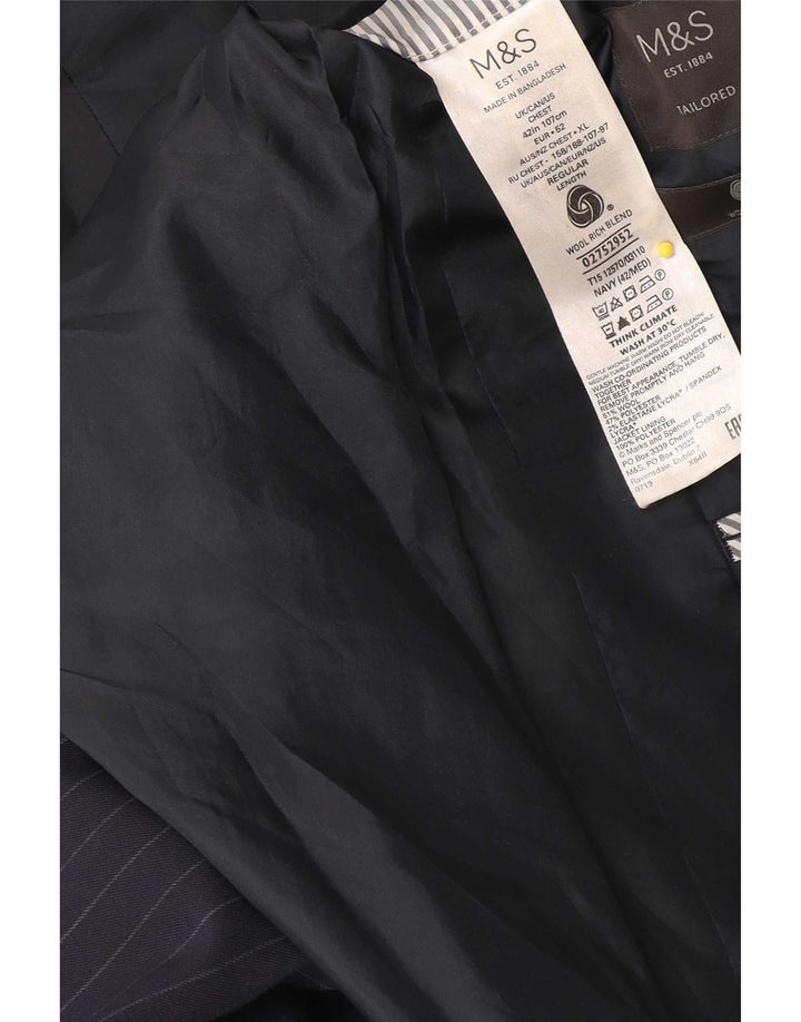 Мужской пиджак Marks & Spencer IT 42 средний темно-синий в тонкую полоску