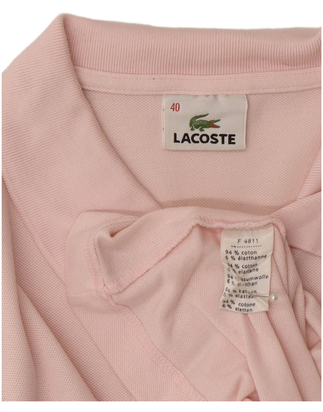 Женская рубашка поло Lacoste с длинным рукавом, размер 40, средний розовый хлопок, размер 40
