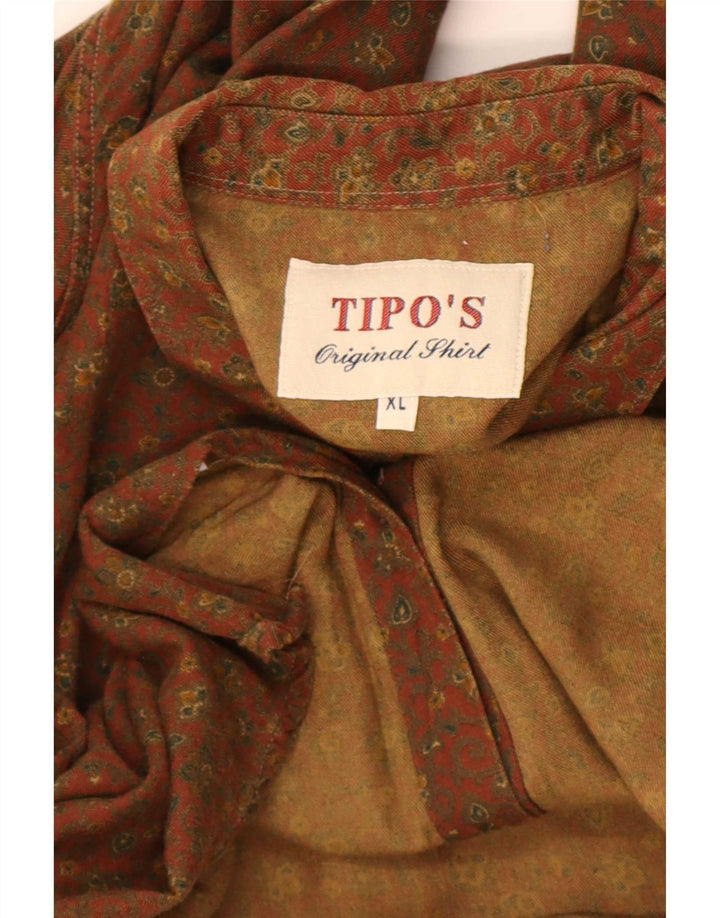 Мужская рубашка Tipo' S XL Коричневая с цветочным принтом