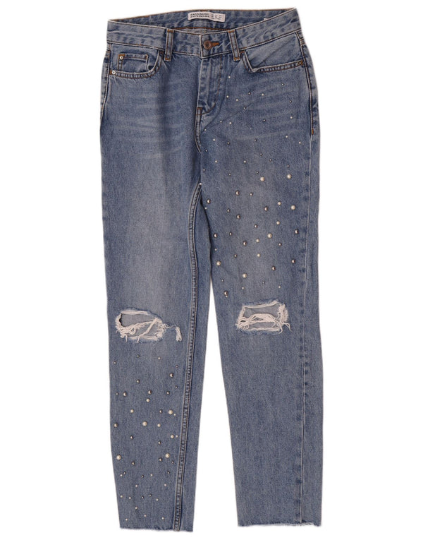 Женские потертые узкие джинсы Zara EU 34 2XS W24 L27, синий хлопок