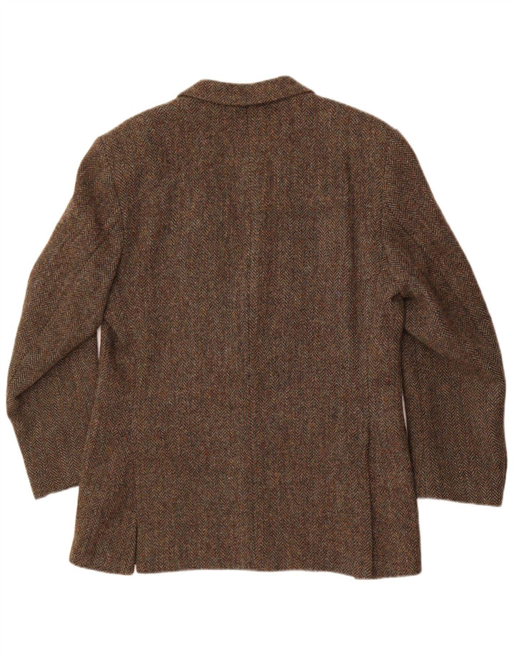 Мужской твидовый пиджак Pitlochry Harris UK 38, средний коричневый с узором «в елочку»