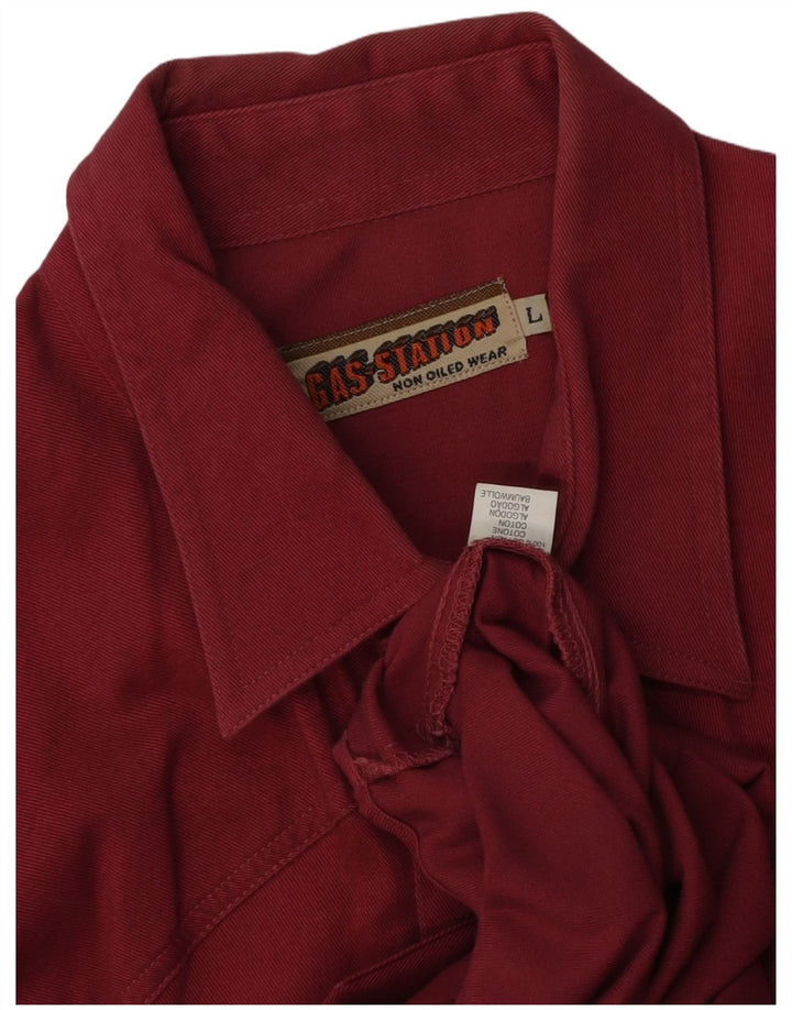 Винтажная мужская рубашка большого размера из хлопка бордового цвета