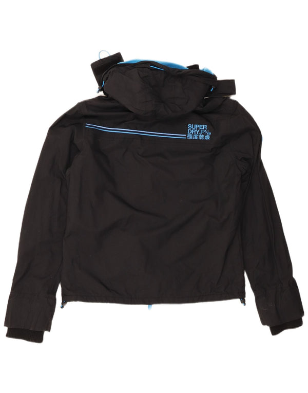 SUPERDRY Женская ветровка с капюшоном UK 12, средний черный нейлон