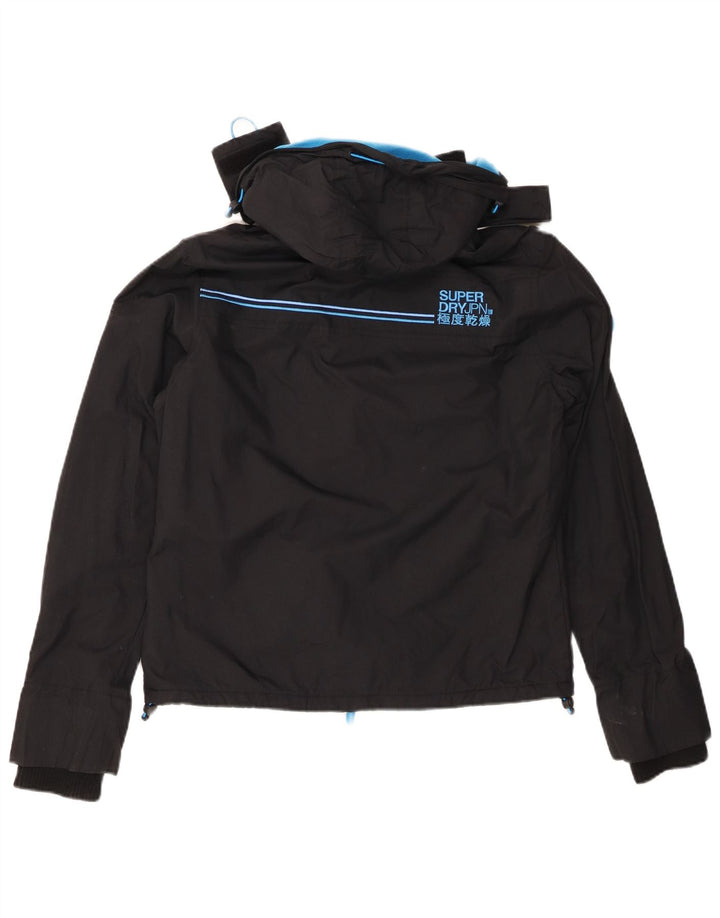 SUPERDRY Женская ветровка с капюшоном UK 12, средний черный нейлон