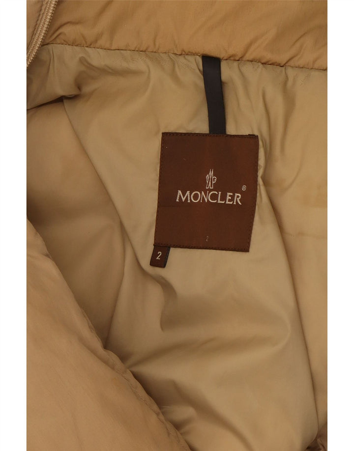 Moncler Женское стеганое пальто, размер 2, средний бежевый из полиамида