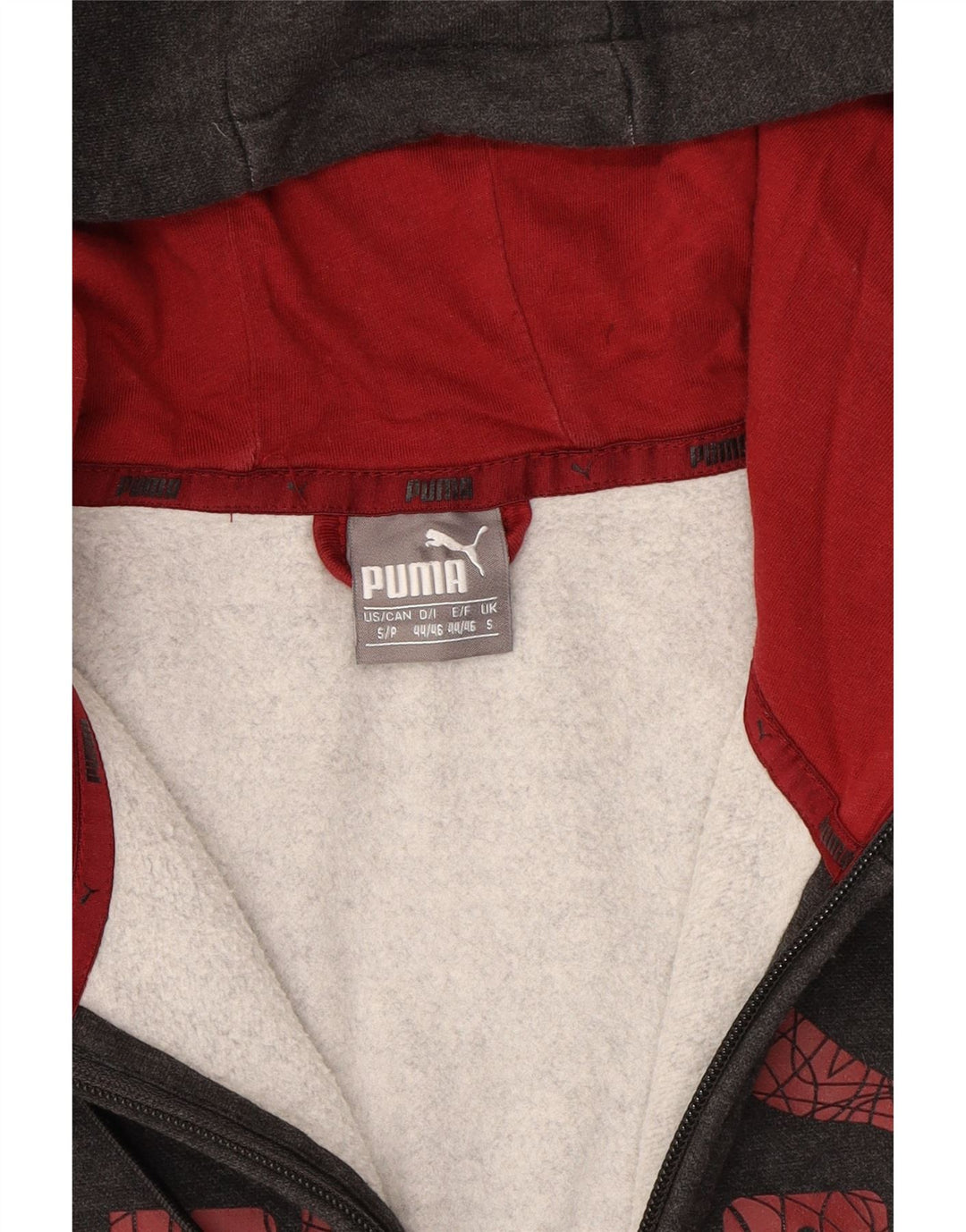 PUMA Mens Graphic Zip Hoodie Sweater Small Grey Cotton