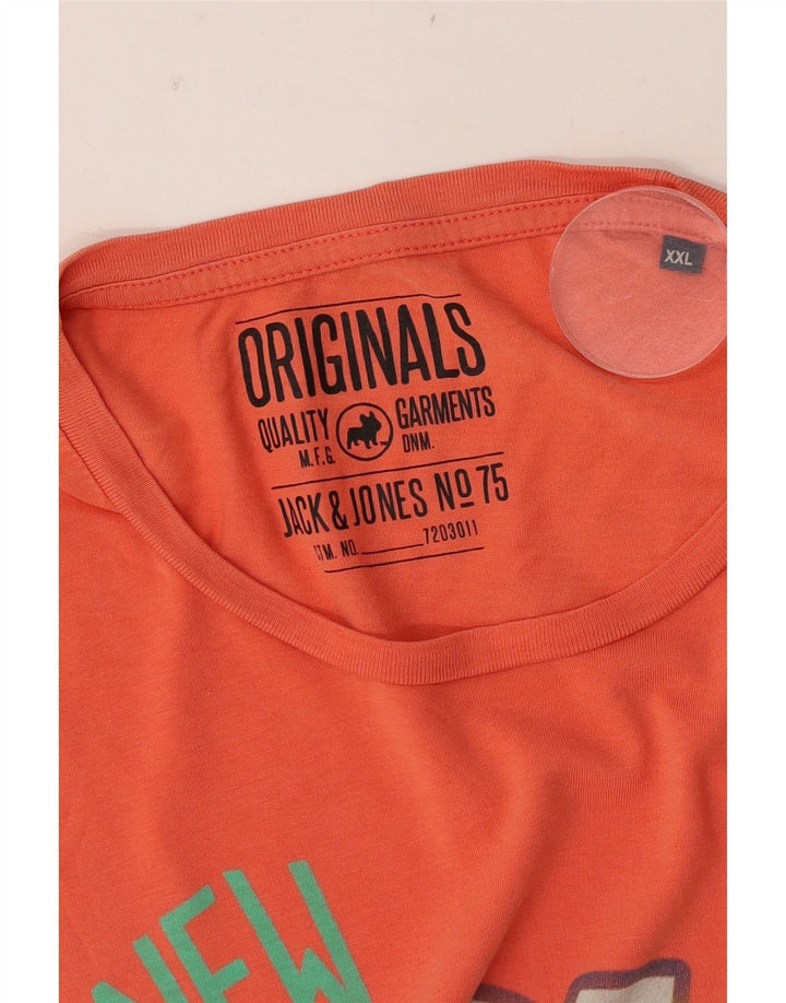 Мужская футболка с рисунком Jack & Jones 2XL оранжевая