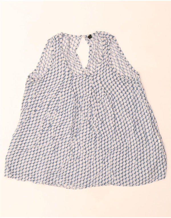 Женская блузка без рукавов Benetton UK 6 XS Синяя вискоза с геометрическим рисунком