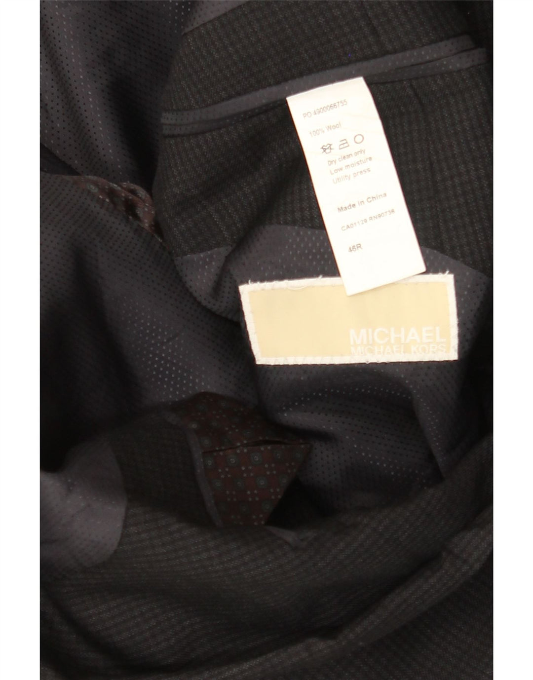 Мужской пиджак MICHAEL KORS с 2 пуговицами UK 46 3XL, черная шерсть