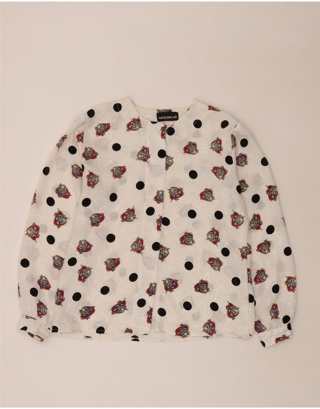 NOTATIONS Женская блузка-рубашка с абстрактным узором UK 16, большой белый полиэстер