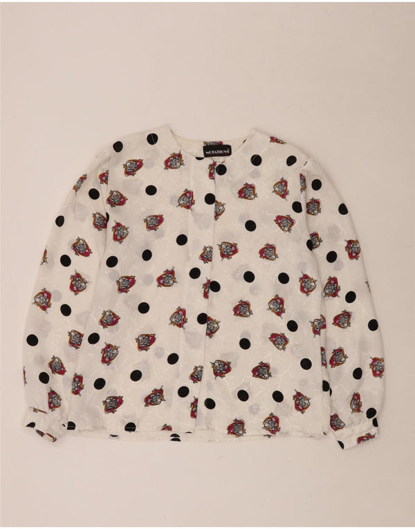 NOTATIONS Женская блузка-рубашка с абстрактным узором UK 16, большой белый полиэстер