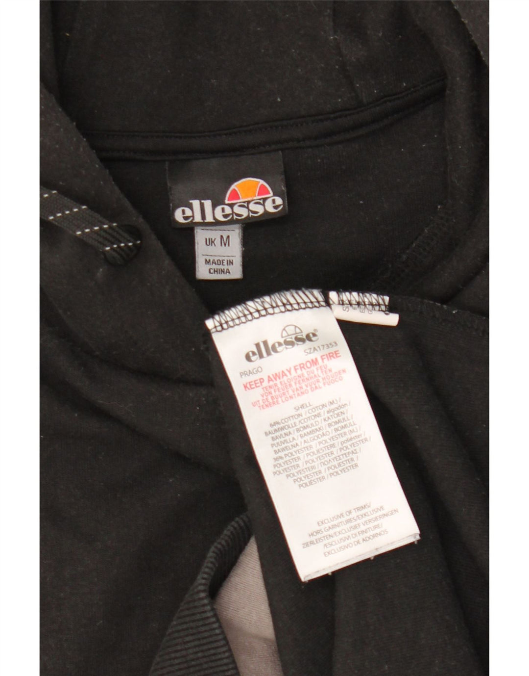 Мужской джемпер с капюшоном Ellesse, средний черный, хлопок с цветными блоками