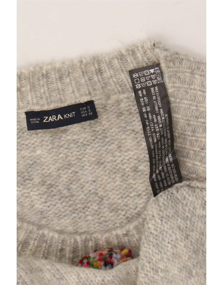 Женский свободный джемпер с круглым вырезом Zara UK 10, маленький серый в крапинку