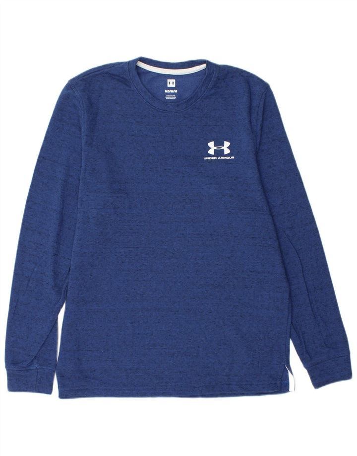 Мужской свитшот с рисунком Under Armour, хлопковый джемпер среднего синего цвета в крапинку