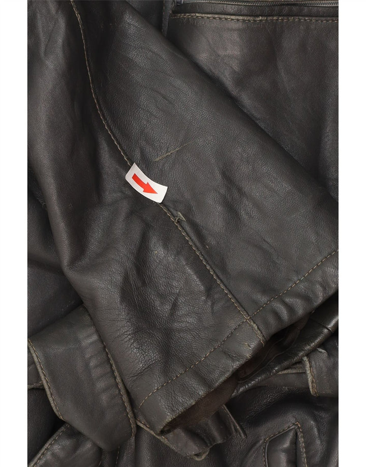 Винтажная мужская кожаная куртка IT 50, большая черная кожа