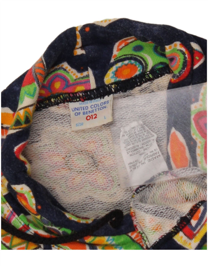 Свитшот BENETTON для девочек 11–12 лет, большой темно-синий с цветочным принтом