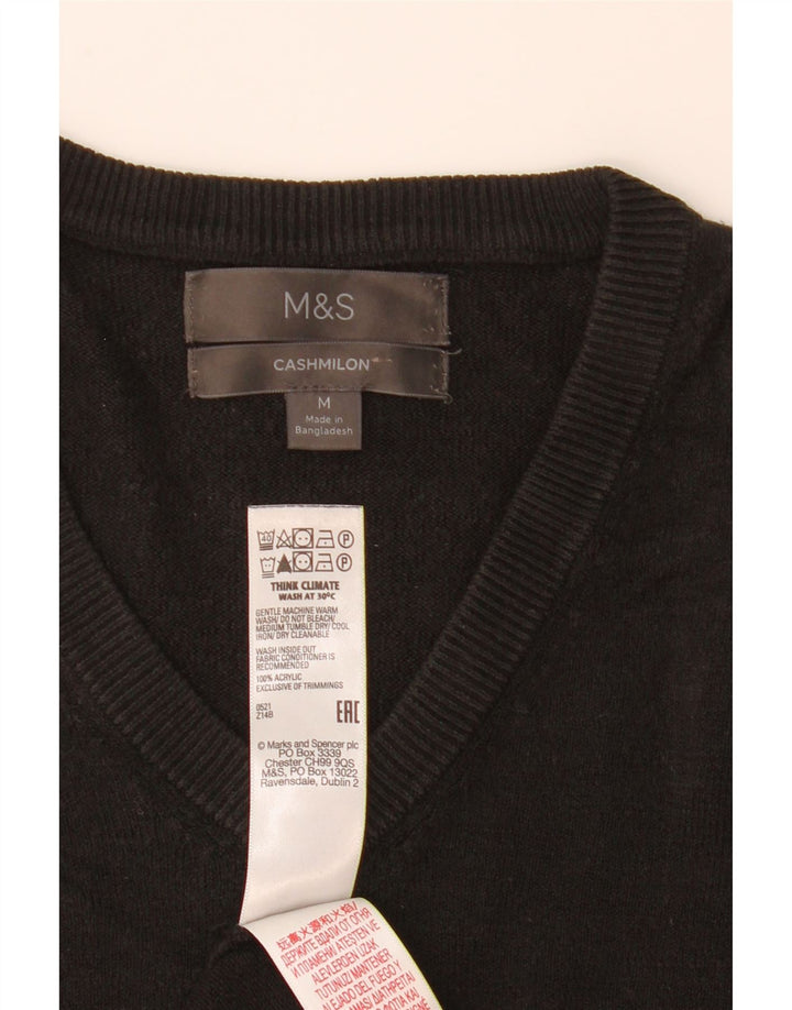 Мужской джемпер с v-образным вырезом Marks & Spencer, средний черный акрил