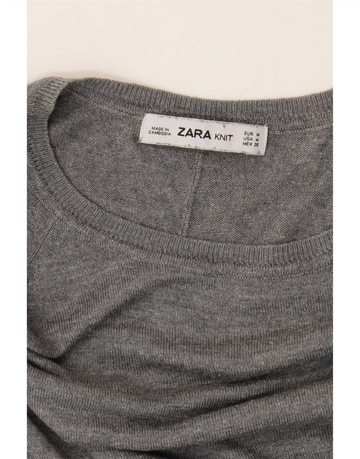 Женский свитер с вырезом «лодочка» Zara UK 14, средний серый