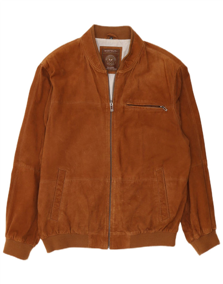 Мужская замшевая куртка-бомбер WESTBURY EU 54 2XL коричневая кожа