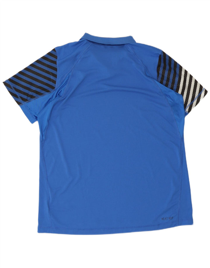 Мужская рубашка поло Adidas 2XL из полиэстера в синюю полоску
