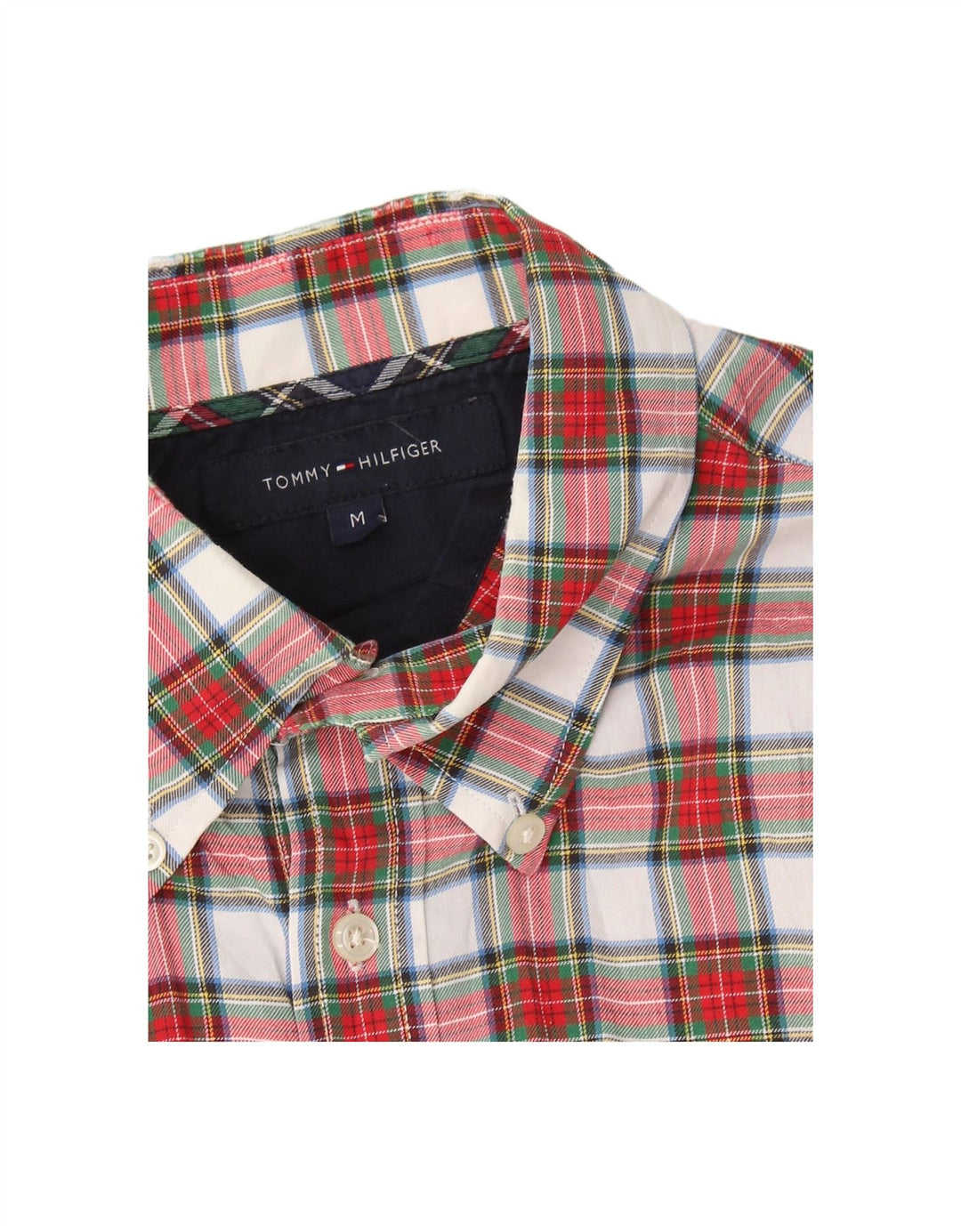 TOMMY HILFIGER Mens Flannel Shirt Medium Red Check Cotton