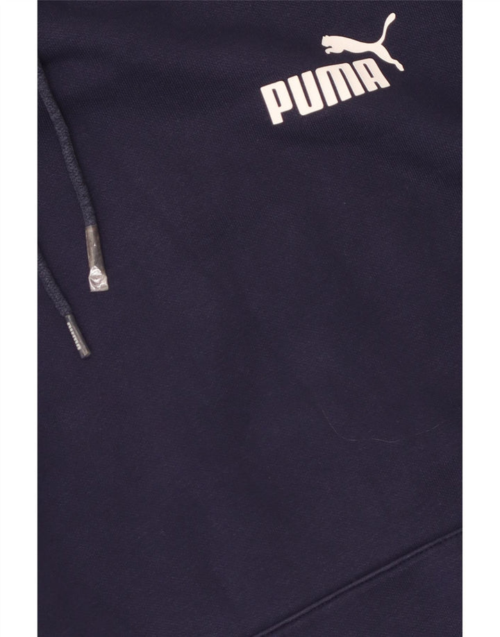 Мужской джемпер с капюшоном Puma темно-синий, хлопковый, с рисунком