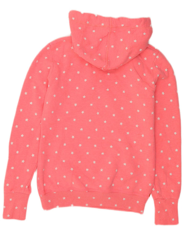 Женский джемпер свободного кроя с капюшоном Superdry UK 6 XS, хлопок в розовые пятна