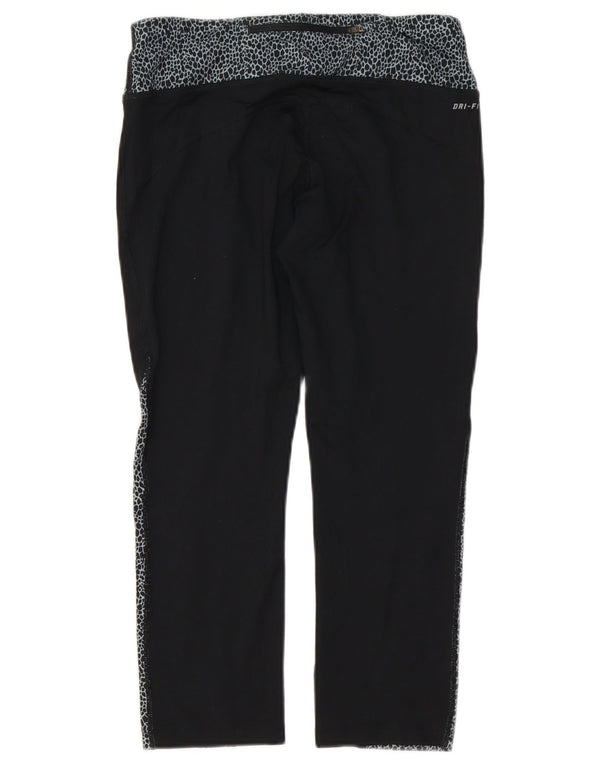 Женские леггинсы-капри с графическим рисунком Nike Dri Fit UK 14, средний черный с животным принтом
