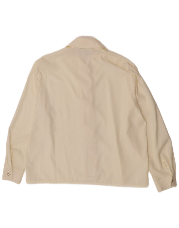 Винтажная женская блузка-рубашка UK 14, средний цвет из белой вискозы