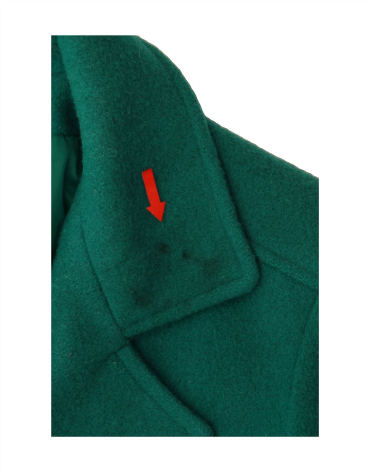 CLOVER Womens Double Breasted Coat UK 12 Medium Green Wool Vintage Clover and Second-Hand Clover from Messina Hembry 