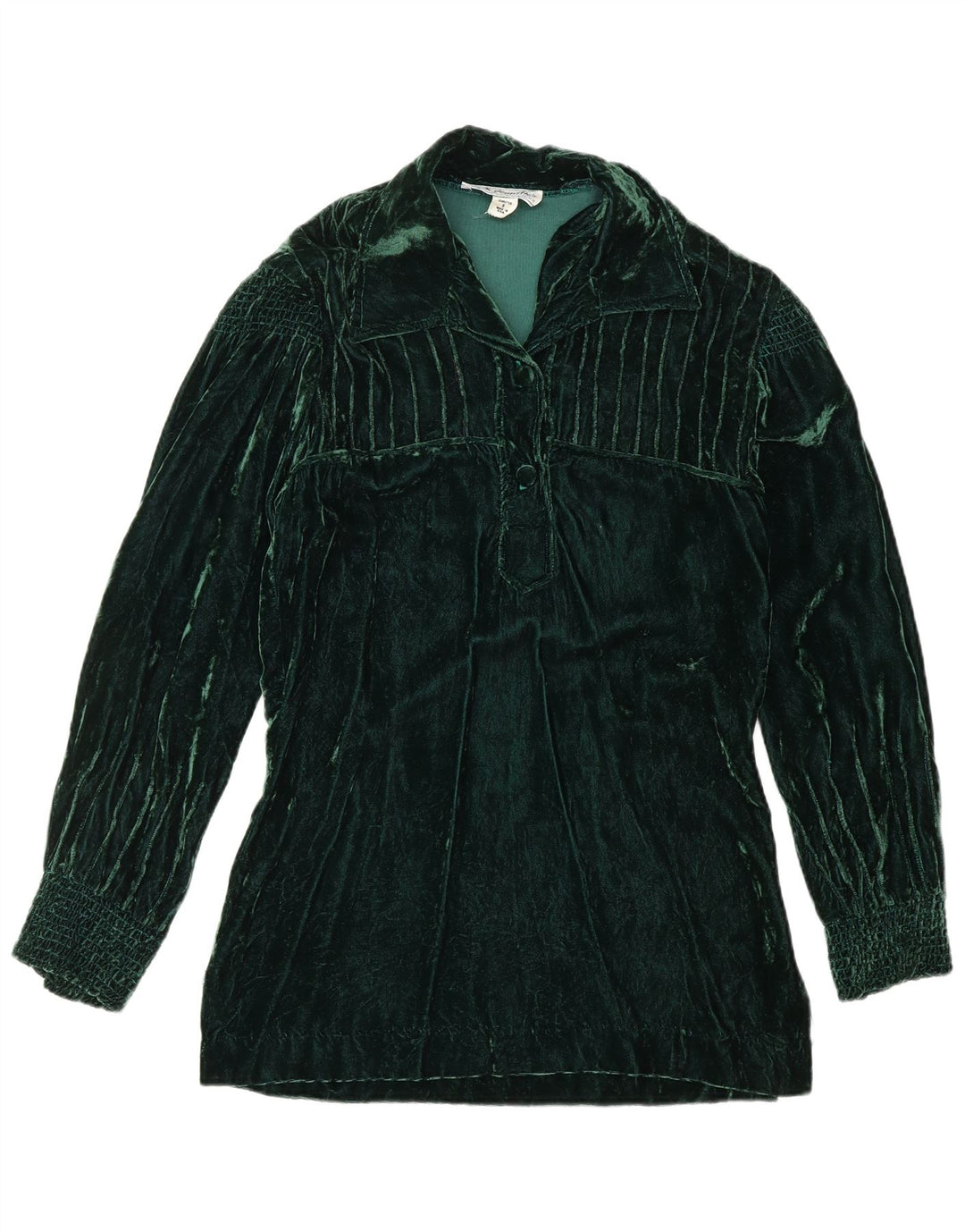 Женская бархатная рубашка-пуловер VINTAGE США 8, средний зеленый цвет