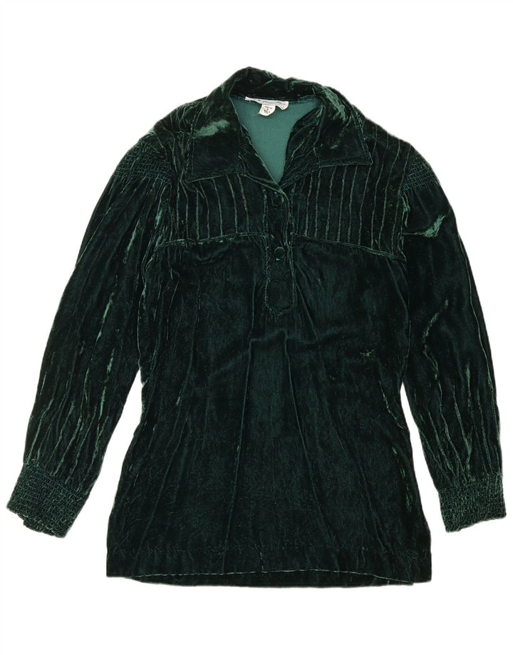 Женская бархатная рубашка-пуловер VINTAGE США 8, средний зеленый цвет