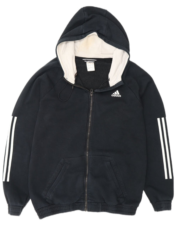 Мужской свитер с капюшоном на молнии Adidas UK 42/44, большой темно-синий, хлопок