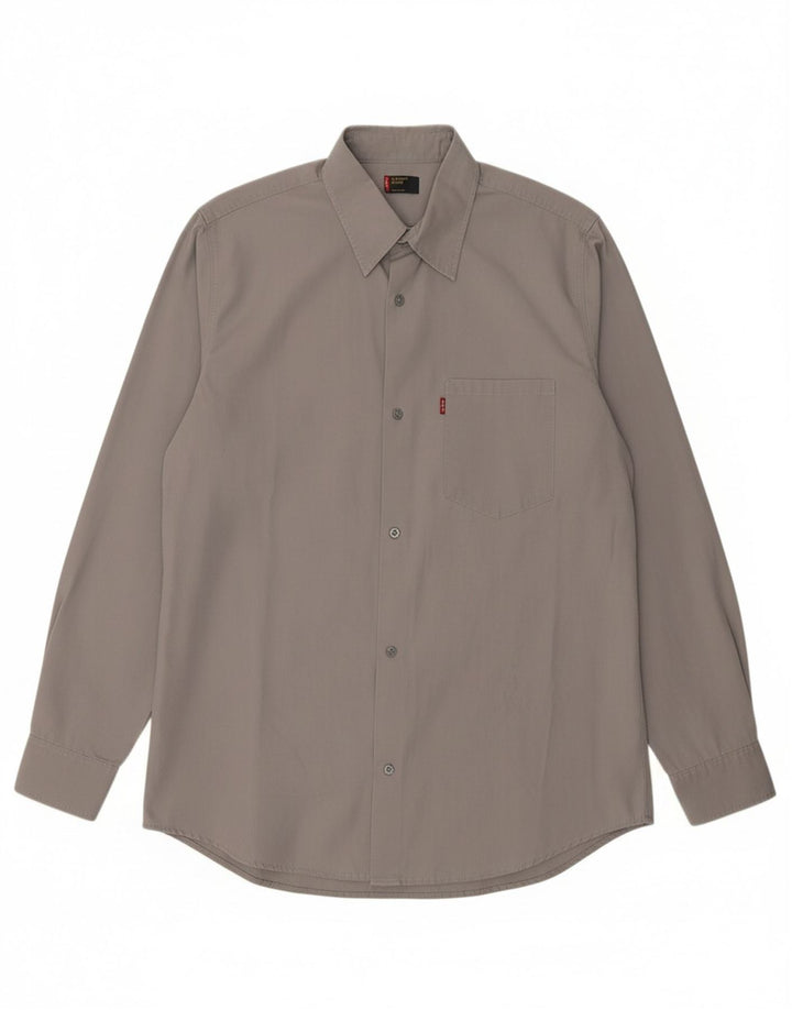 LEVI'S Mens Sta-Prest Shirt XL Grey Cotton Vintage Levi's and Second-Hand Levi's from Messina Hembry 